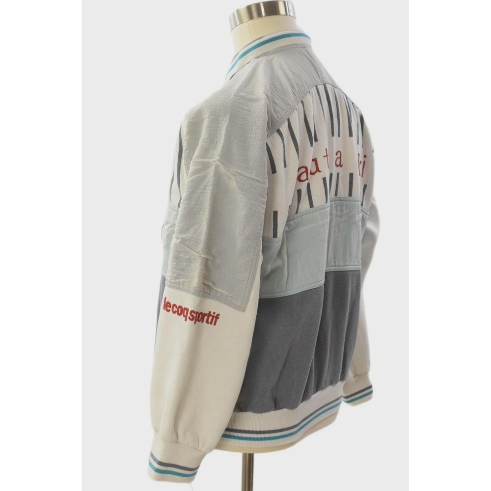80s Vintage Graphic Polo Style Cotton Sweatshirt Mens L White Sporty Sweater - Picture 5 of 8
